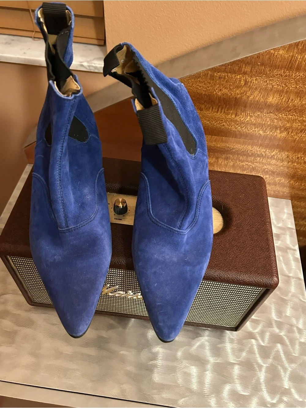 BEATLE BOOTS - Blue Suede Chelsea Ankle Boots - Men’s